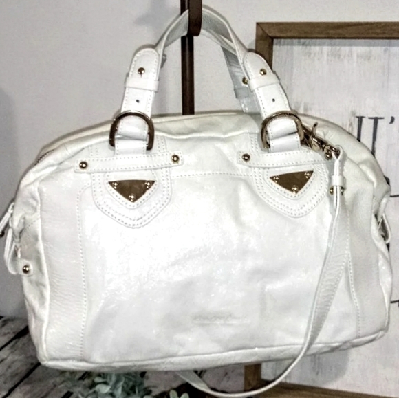 Charles David White Leather Satchel Shoulder Bag